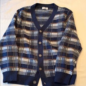 Goodfellow & Co Navy and Gray Plaid Cardigan